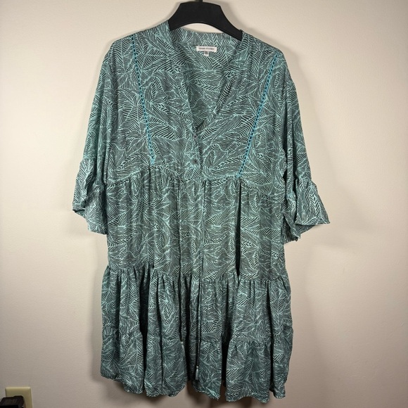 Karma Highway Green Bohemian Flowy Leaf Dress - Picture 1 of 14